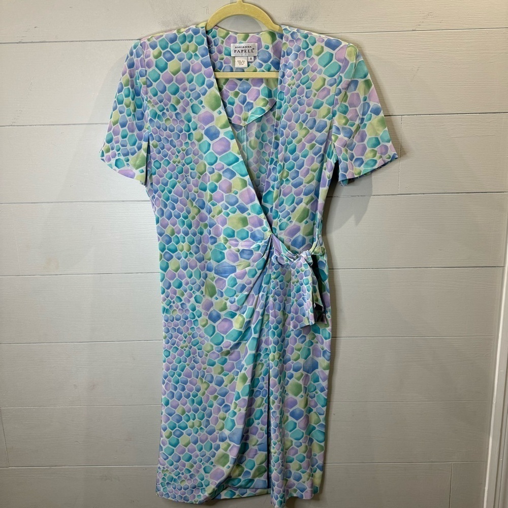 Adrianna Papell Multicolor Wrap Midi Dress
